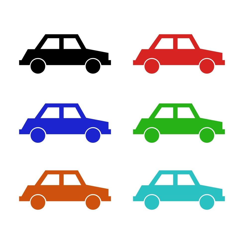 conjunto de coche sobre fondo blanco vector