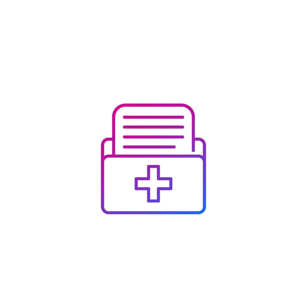 Icono de archivos médicos en blanco, line.eps vector