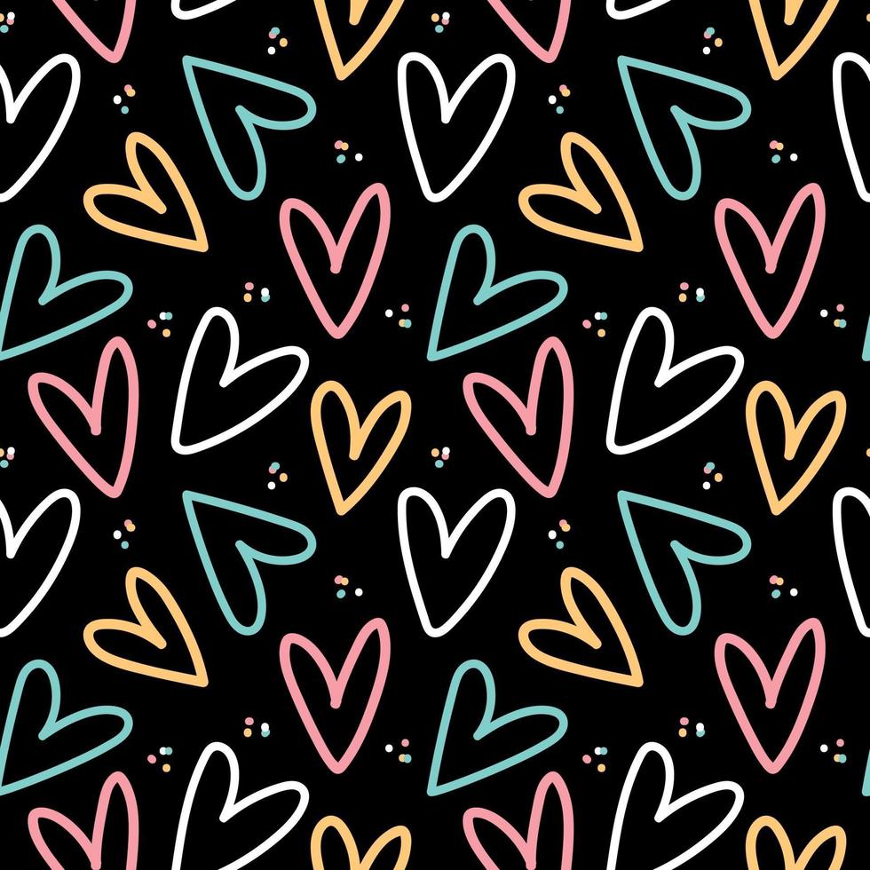 Hand drawn hearts pattern vector