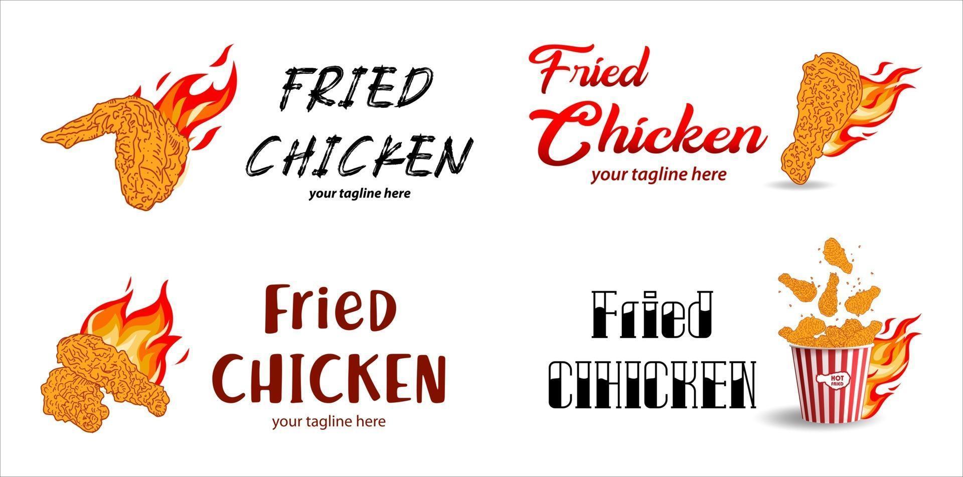 Fried chicken meat. Fast food menu design elements. vector