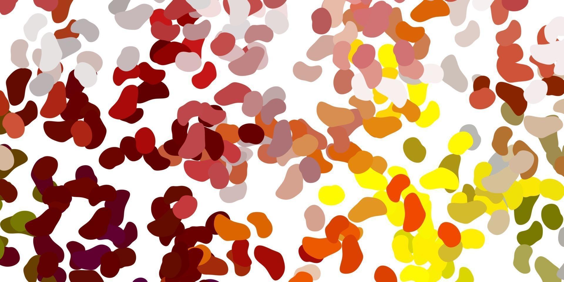 Light red, yellow vector backdrop with chaotic shapes.