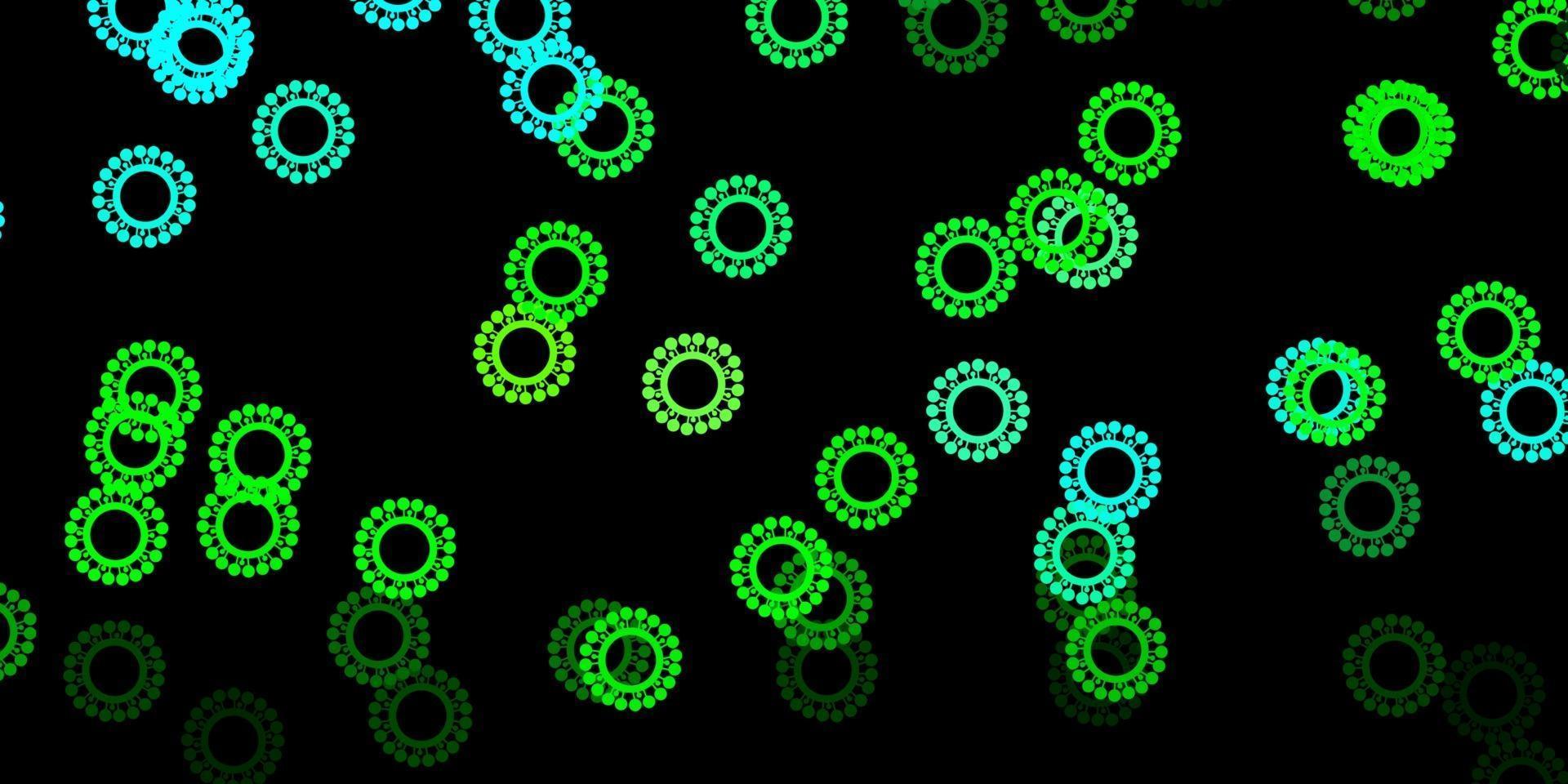 Dark blue, green vector template with flu signs.