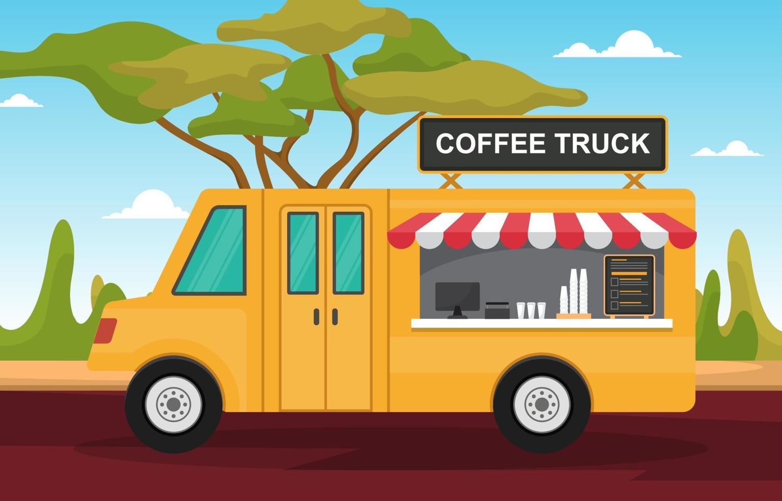 camión de comida de café en la calle vector