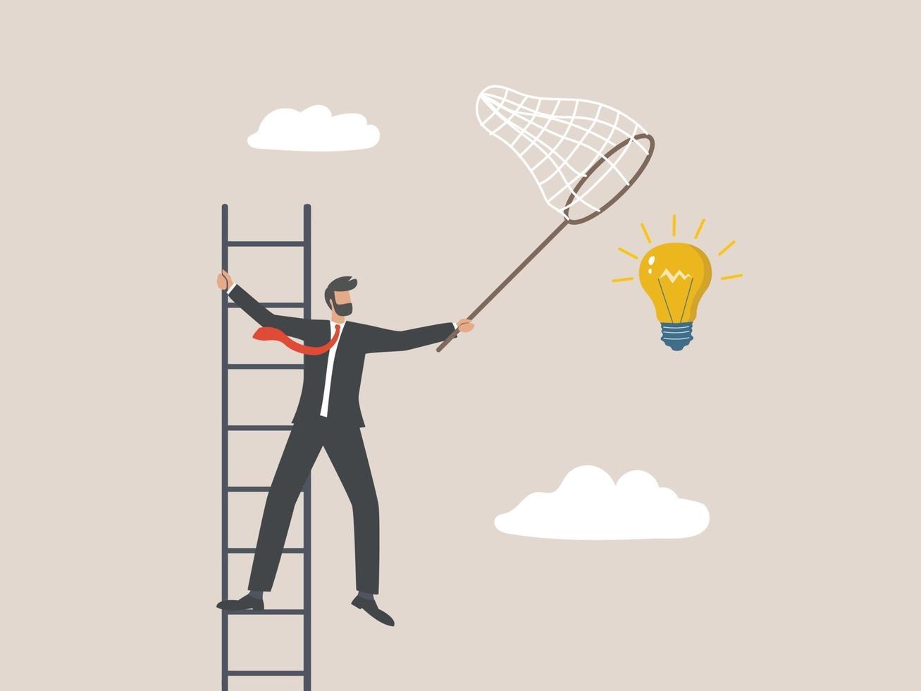 Businessman picking up a big idea in the sky, Business concept vector