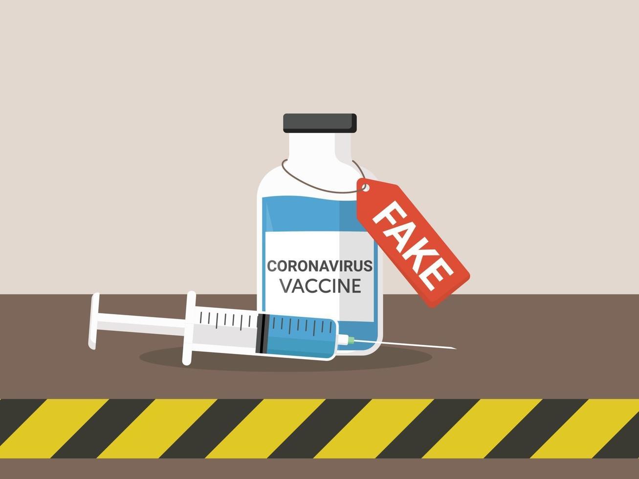 fake coronavirus vaccine flat illustration vector