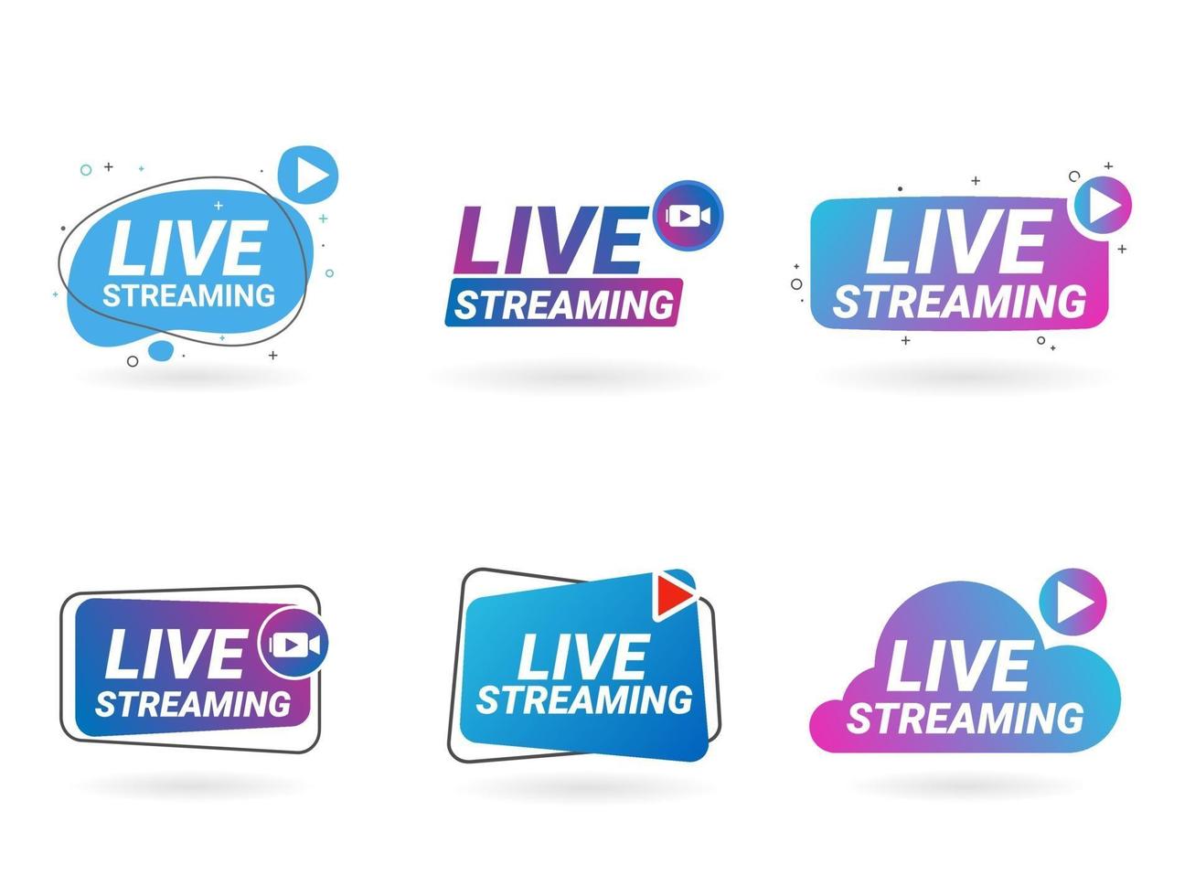 Live streaming symbol set online broadcast icon vector