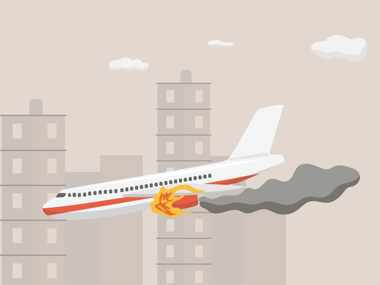 The aircraft swooped down into the settlement, airplane accident concept vector