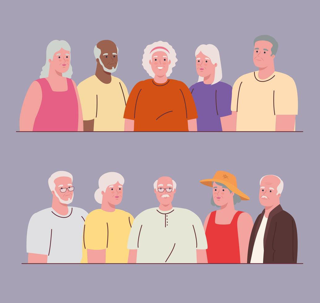 Cute senior citizens characters vector