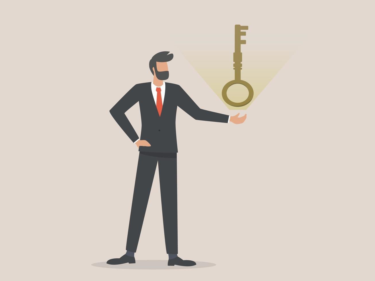 businessman presents the big keys, Problem solving concept vector