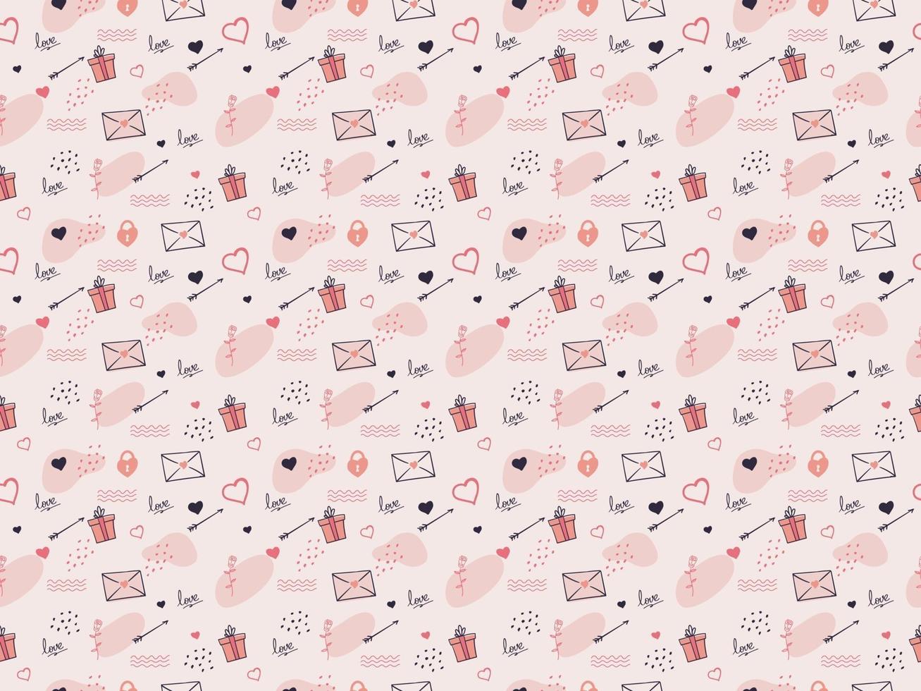 Hand drawn valentines day seamless pattern vector