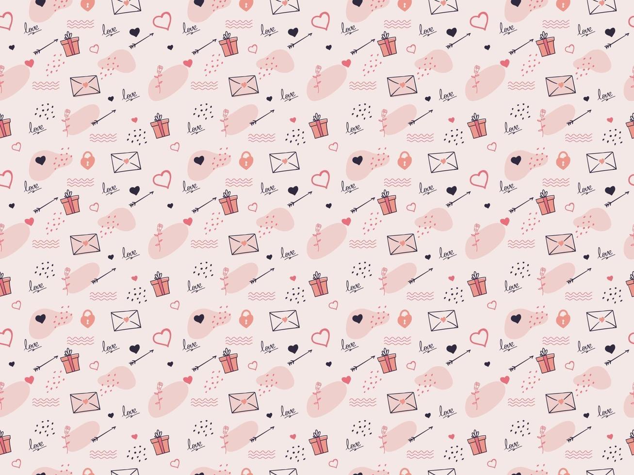 Hand drawn valentines day seamless pattern vector