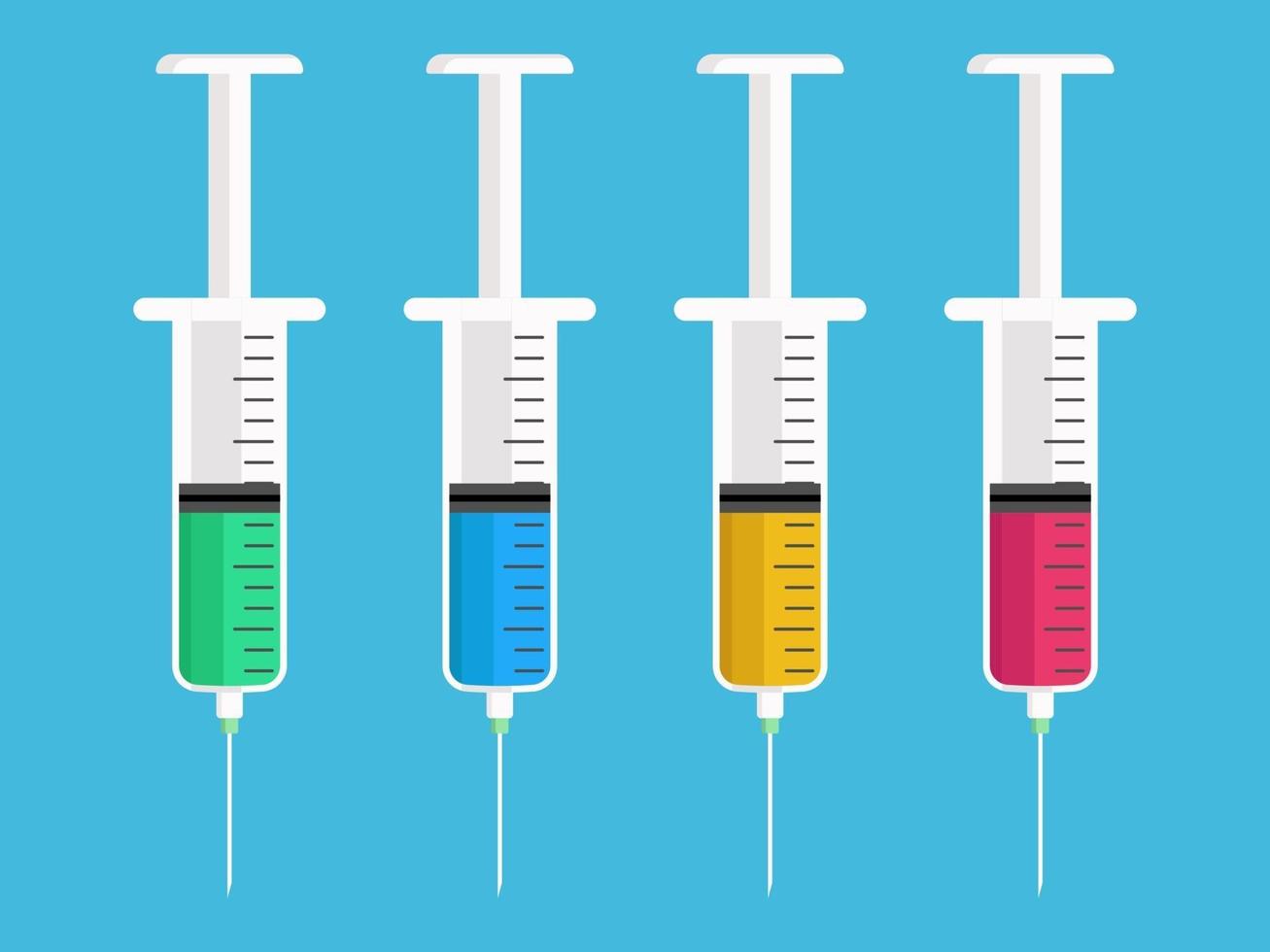 flat design Syringes with various vaccine vector