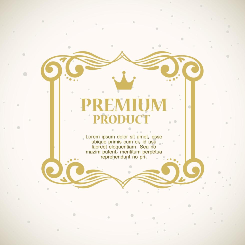 premium product label on a gold frame vector