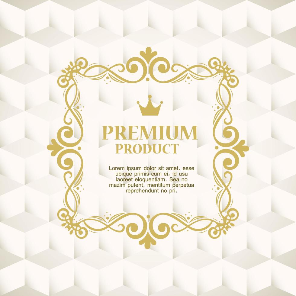 premium product label on a gold frame vector