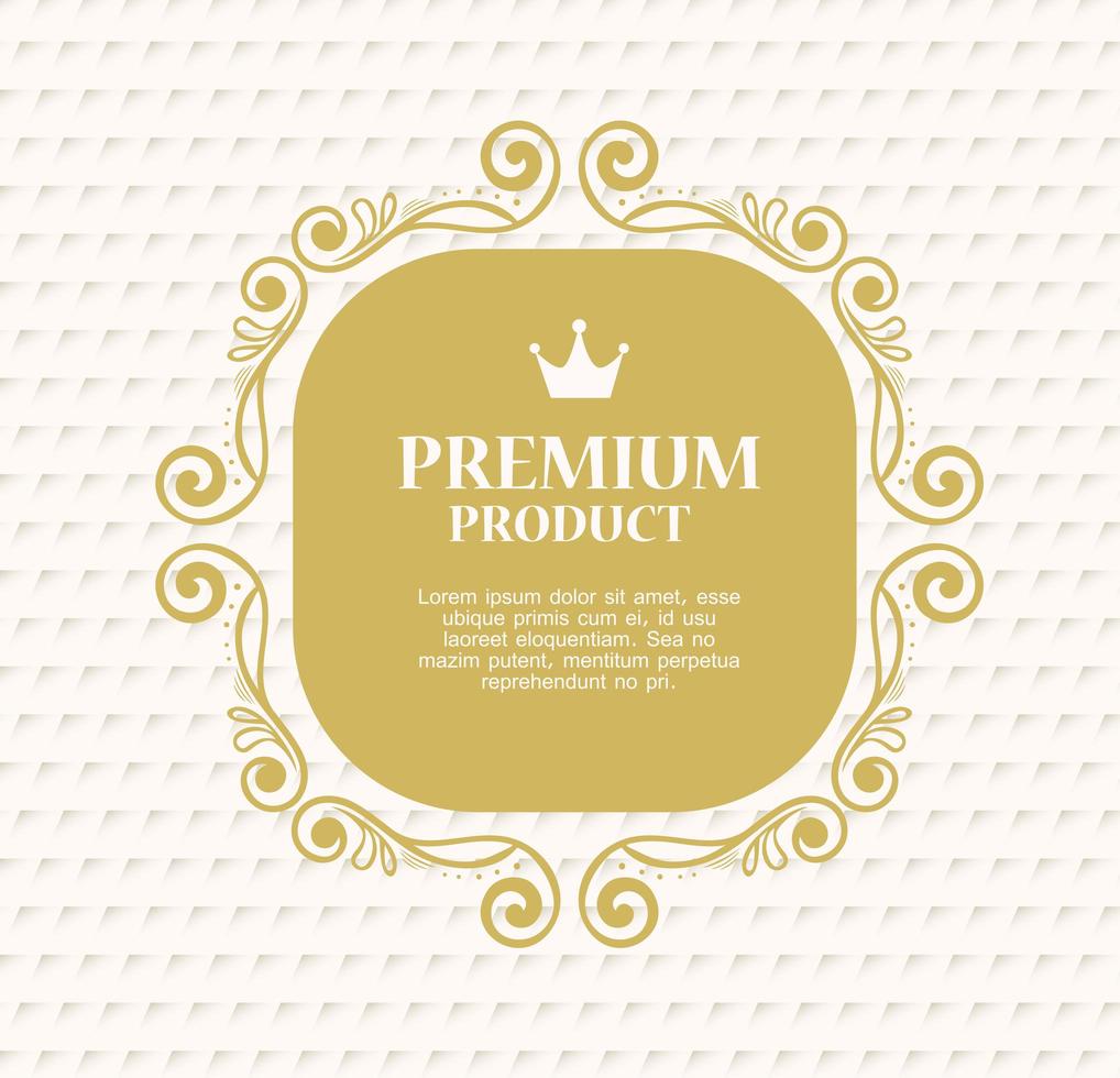 etiqueta de producto premium en un marco dorado vector