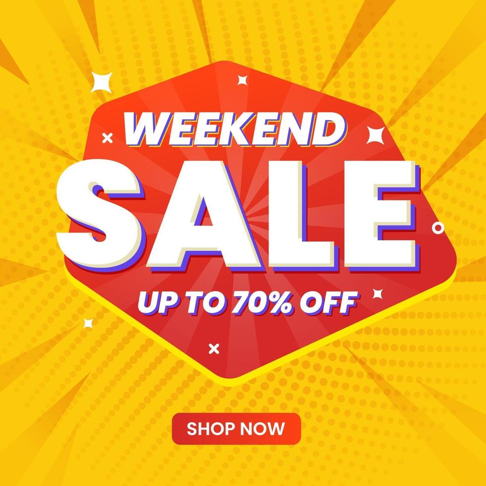 Weekend sale banner template promotion vector