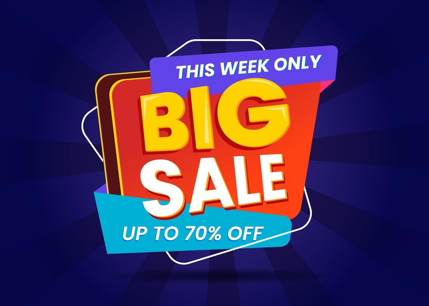 Big sale banner template in purple color vector