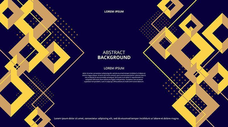 Abstract flat gold square shapes background vector