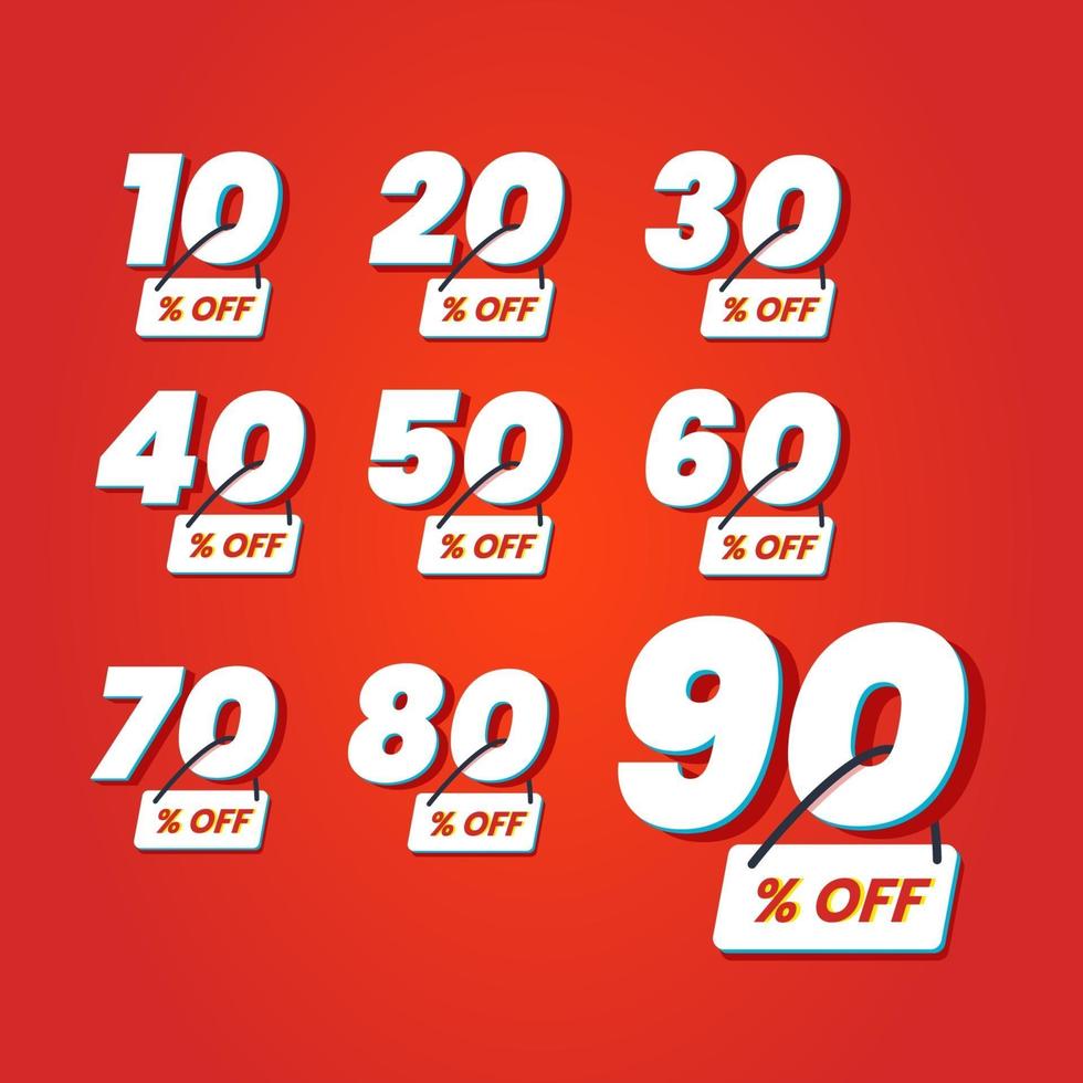 Numbers of special discount sign template set vector