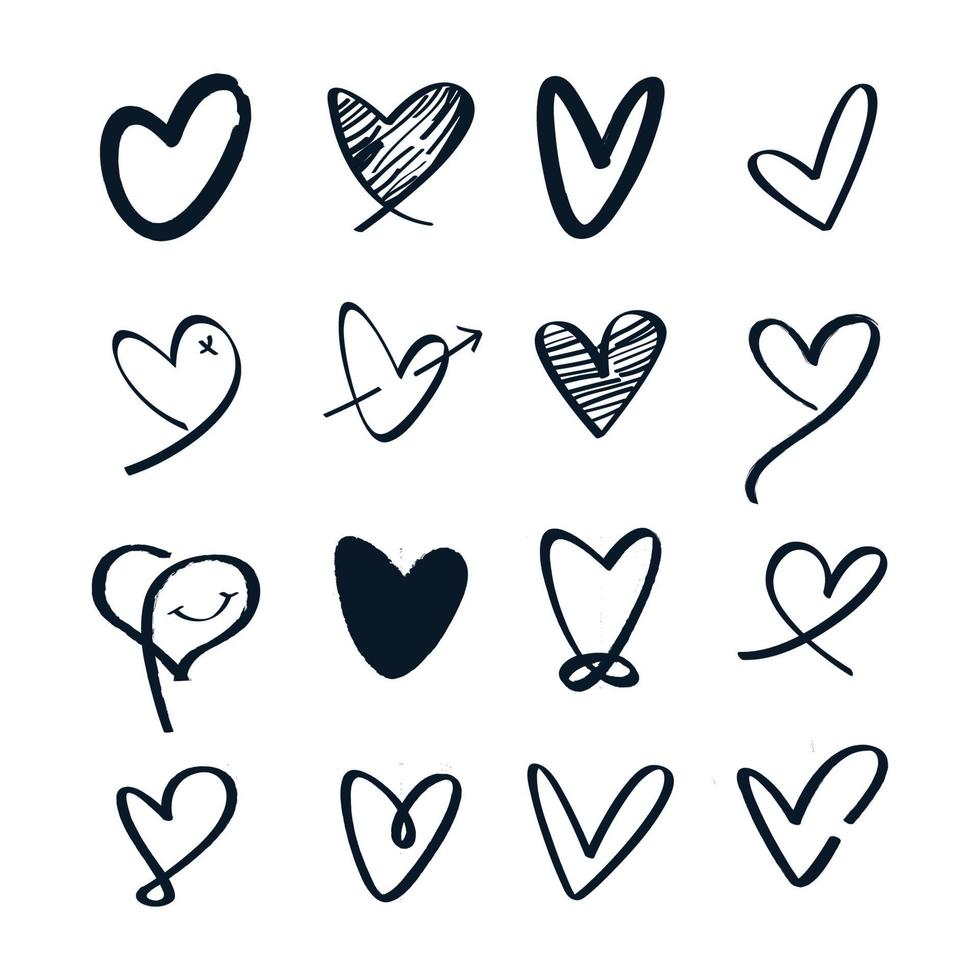 Set collection of illustrated heart icons vector