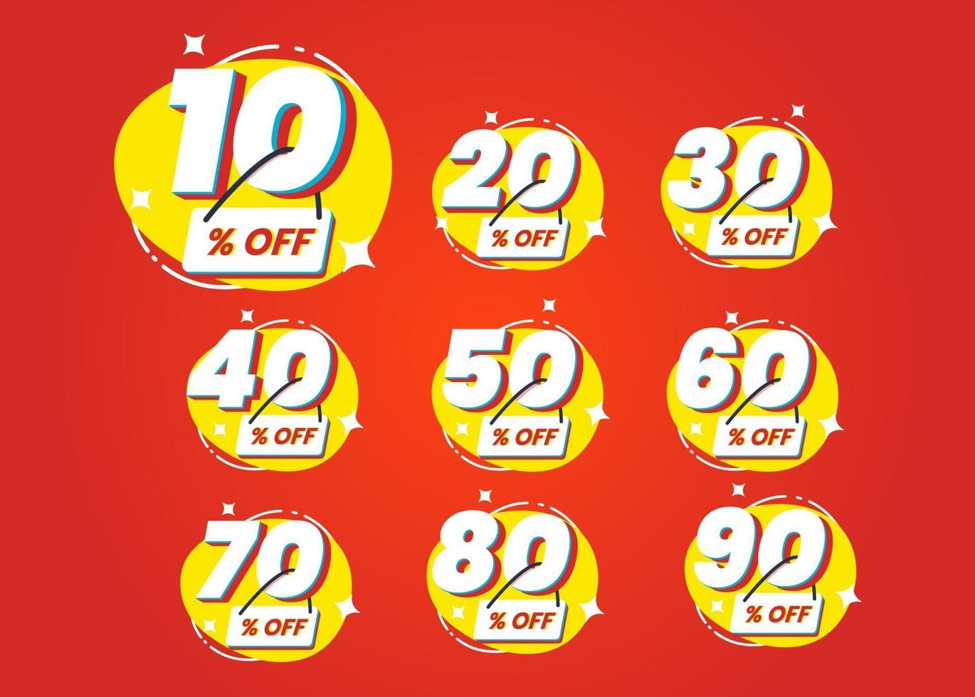 Numbers of special discount sign template design set vector