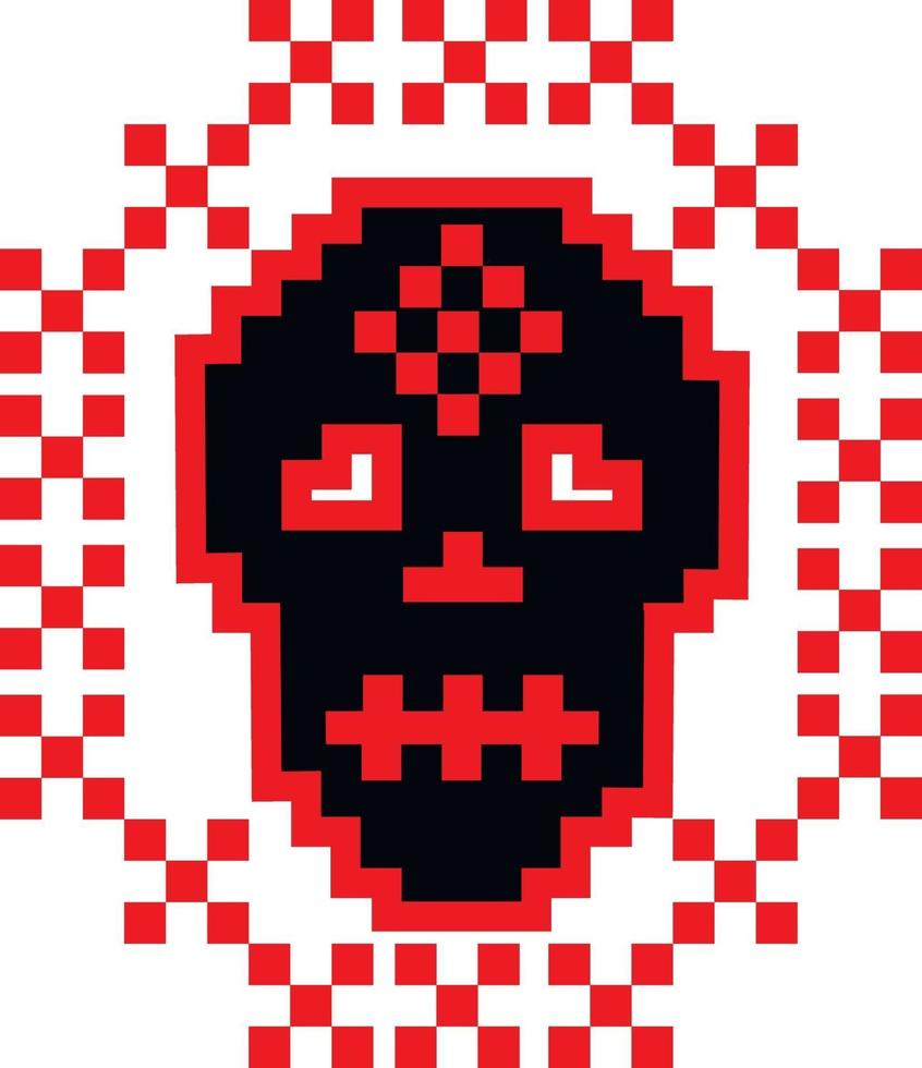 pixel skull-vintage design t shirts vector