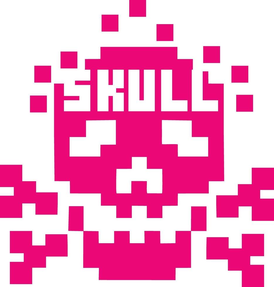 pixel skull-vintage design camisetas vector