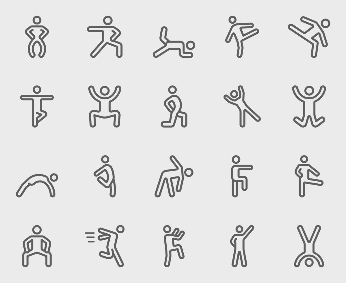 Human action line icon set vector