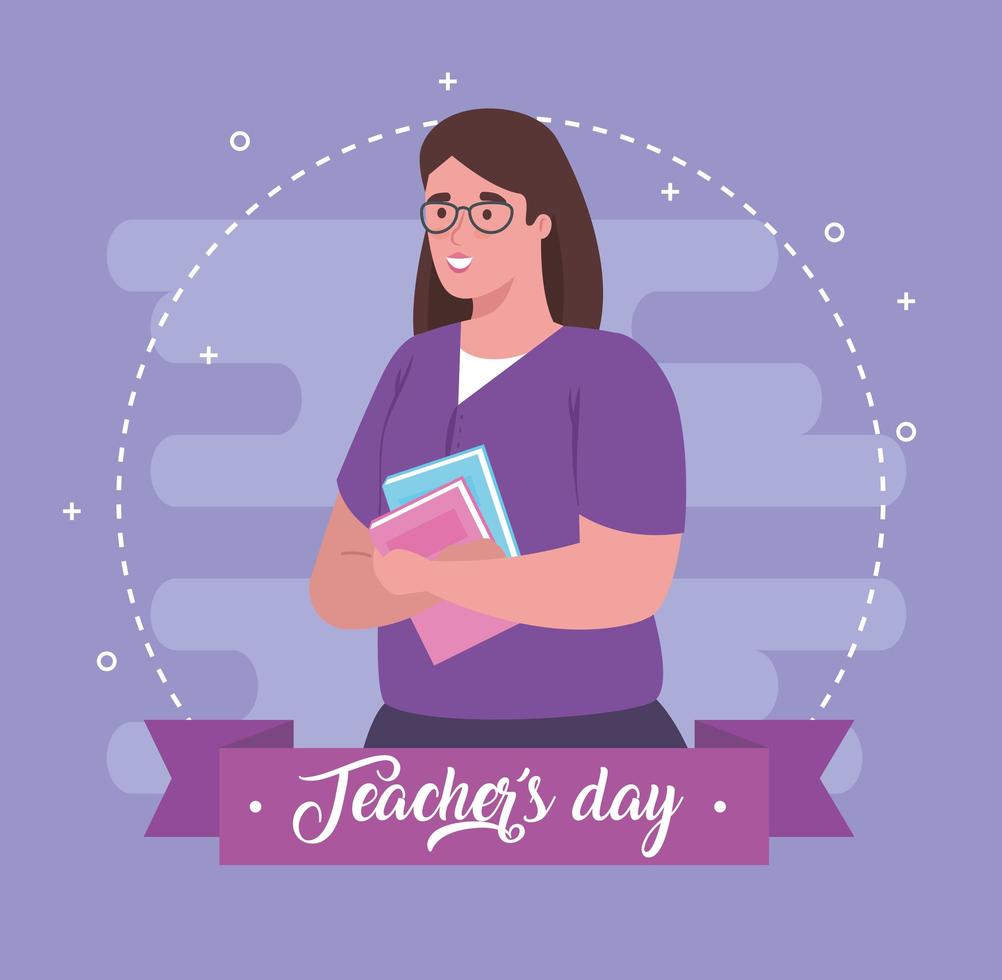 happy teachers day, with teacher and book vector