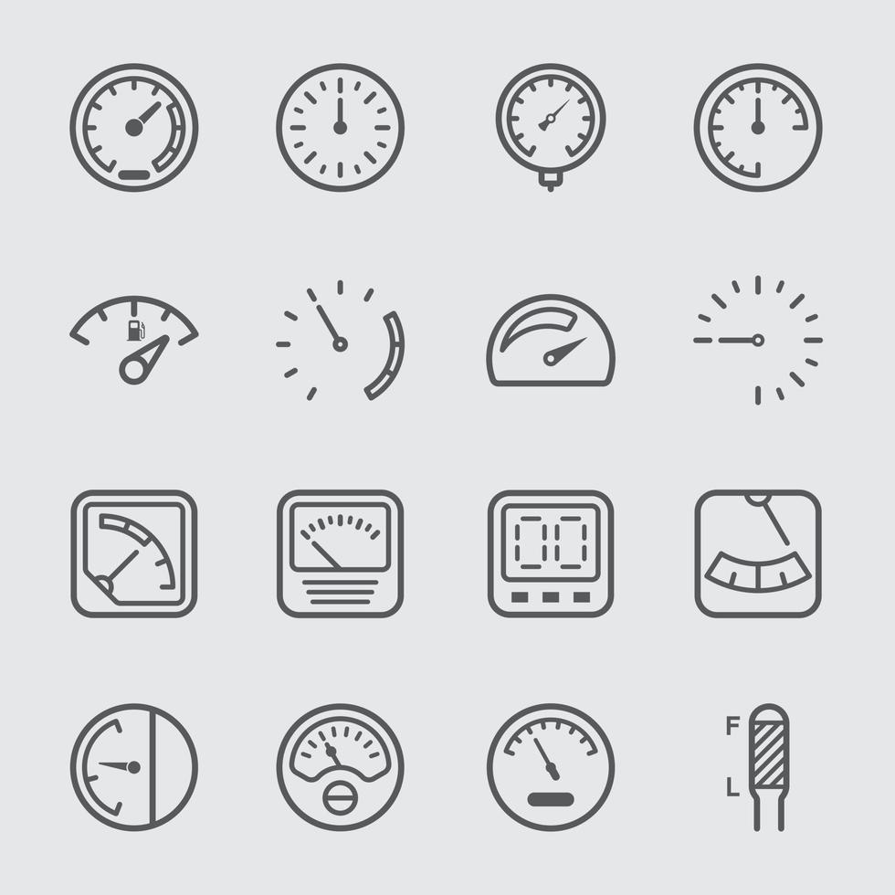 Gauge and Meter line Icon set vector