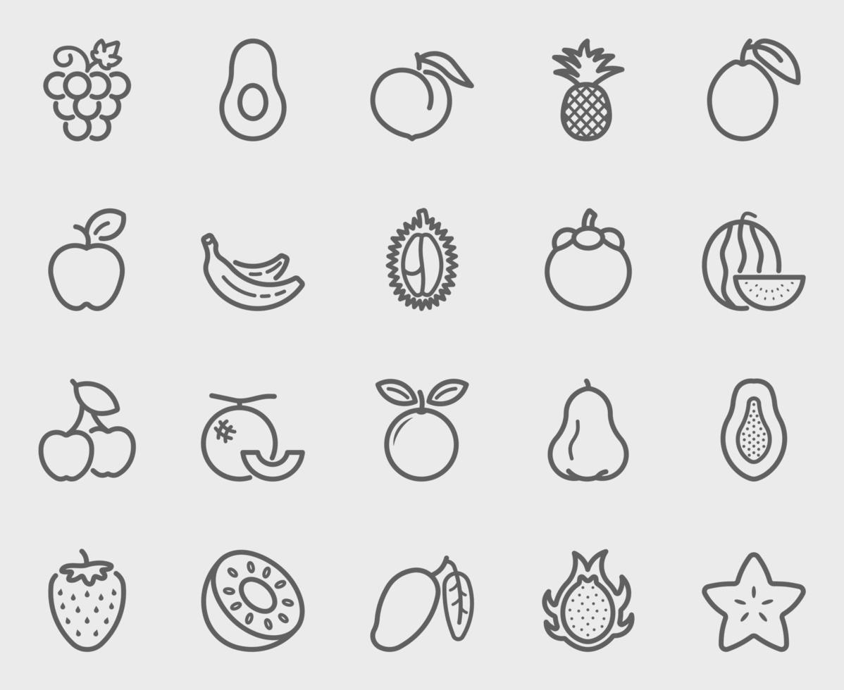 Fruit line icon set vector