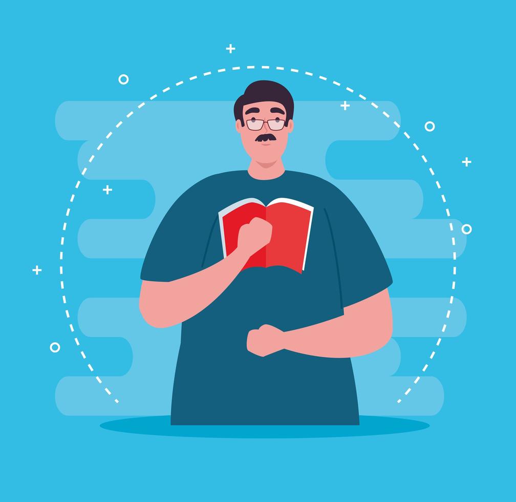 teacher reading a book vector