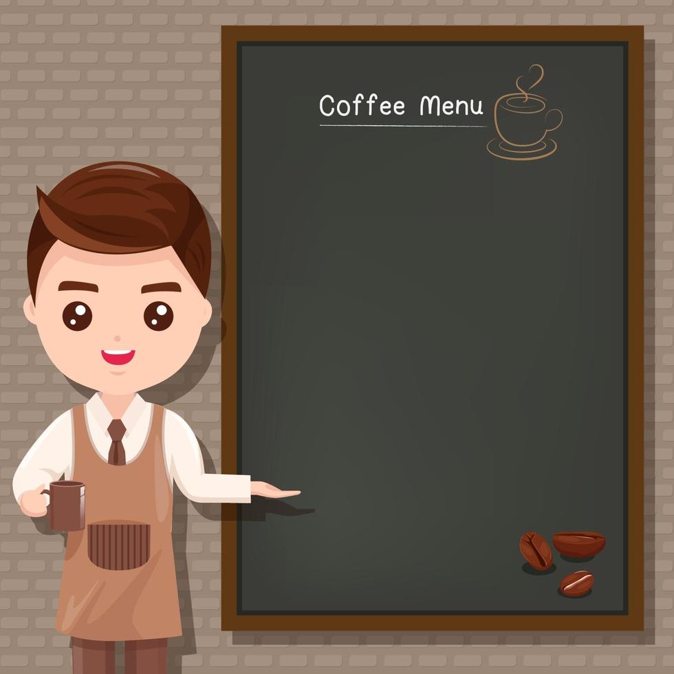 Staff men recomended coffee menu vector