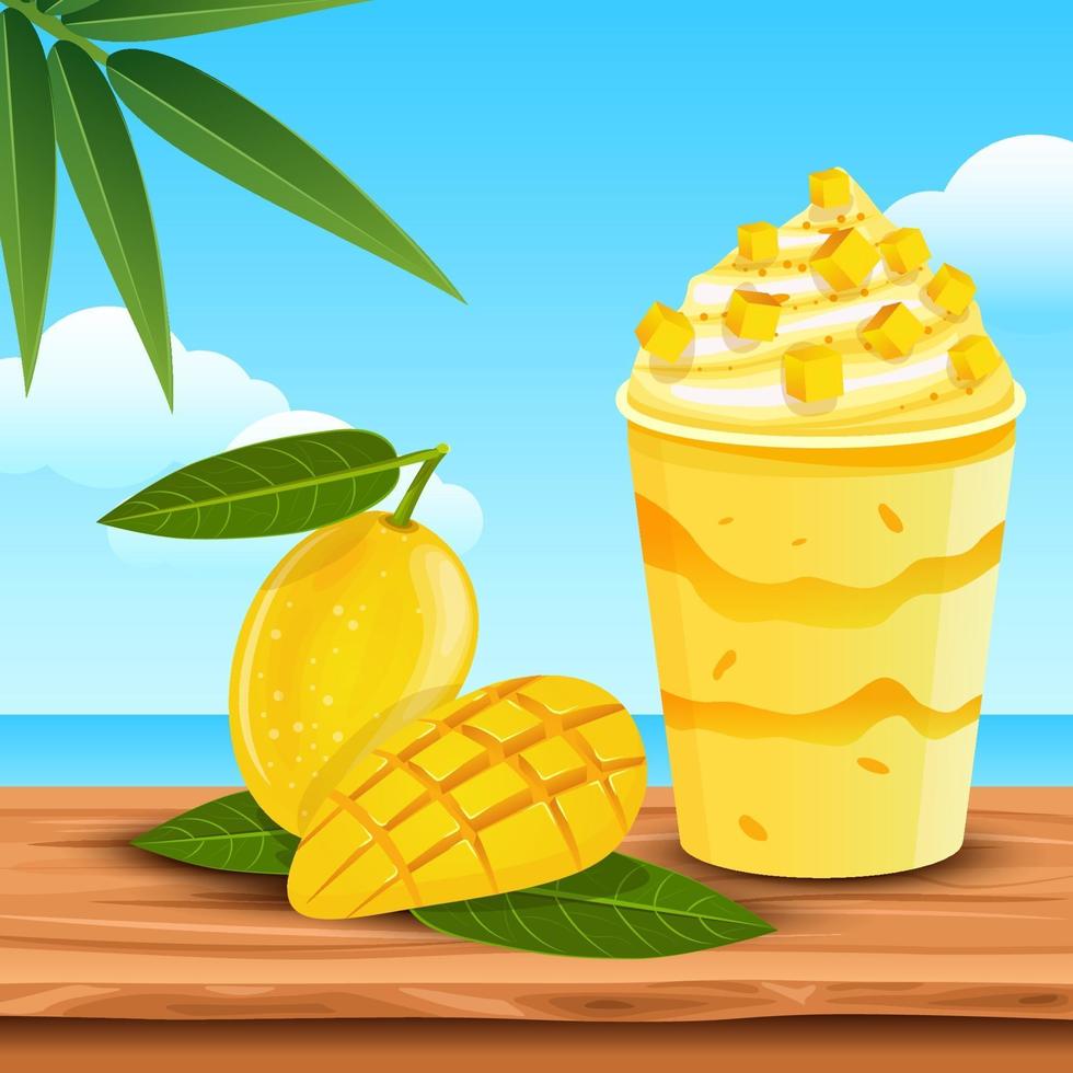 Delicious mango juice in the summer vector