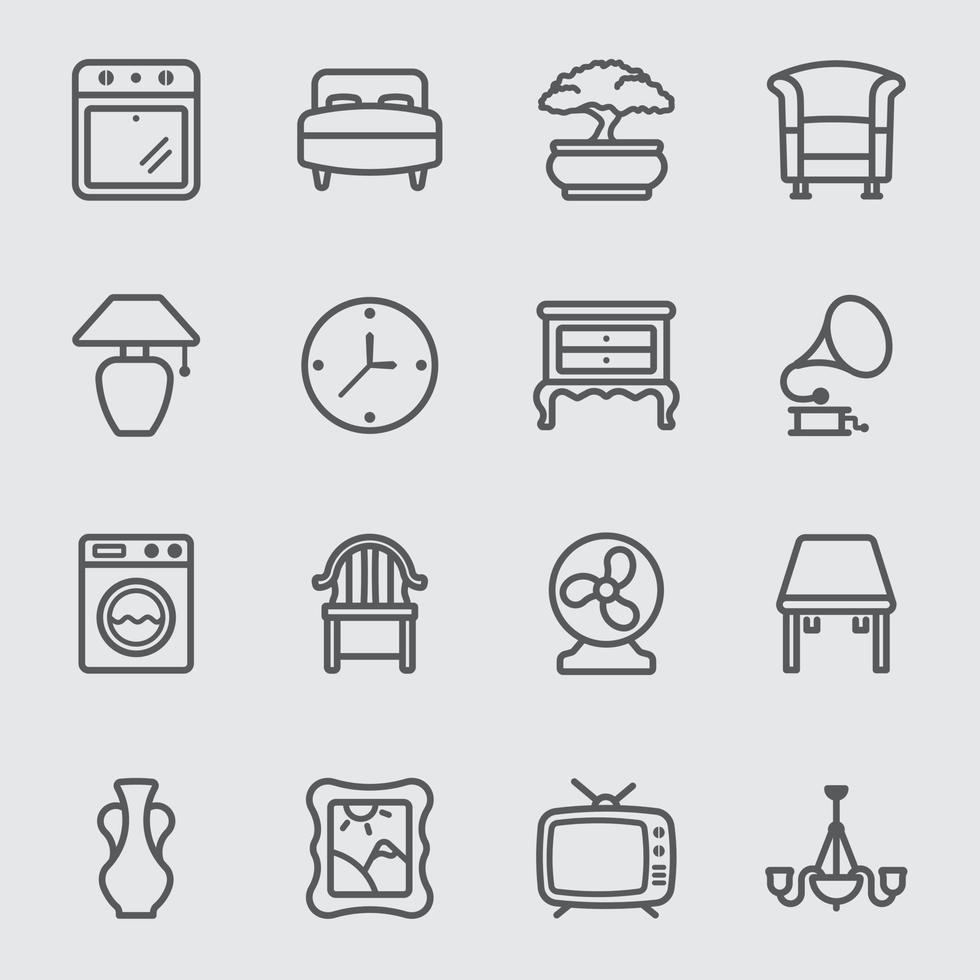 Home interior line icon set vector