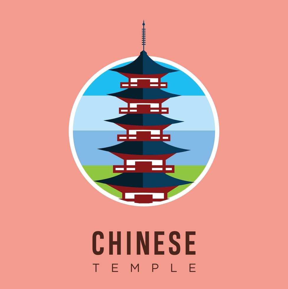 Beautiful travel landmarks chinese temple design vector stock. China Travel and Attraction, Landmarks, Tourism, Traditional Culture And Religion