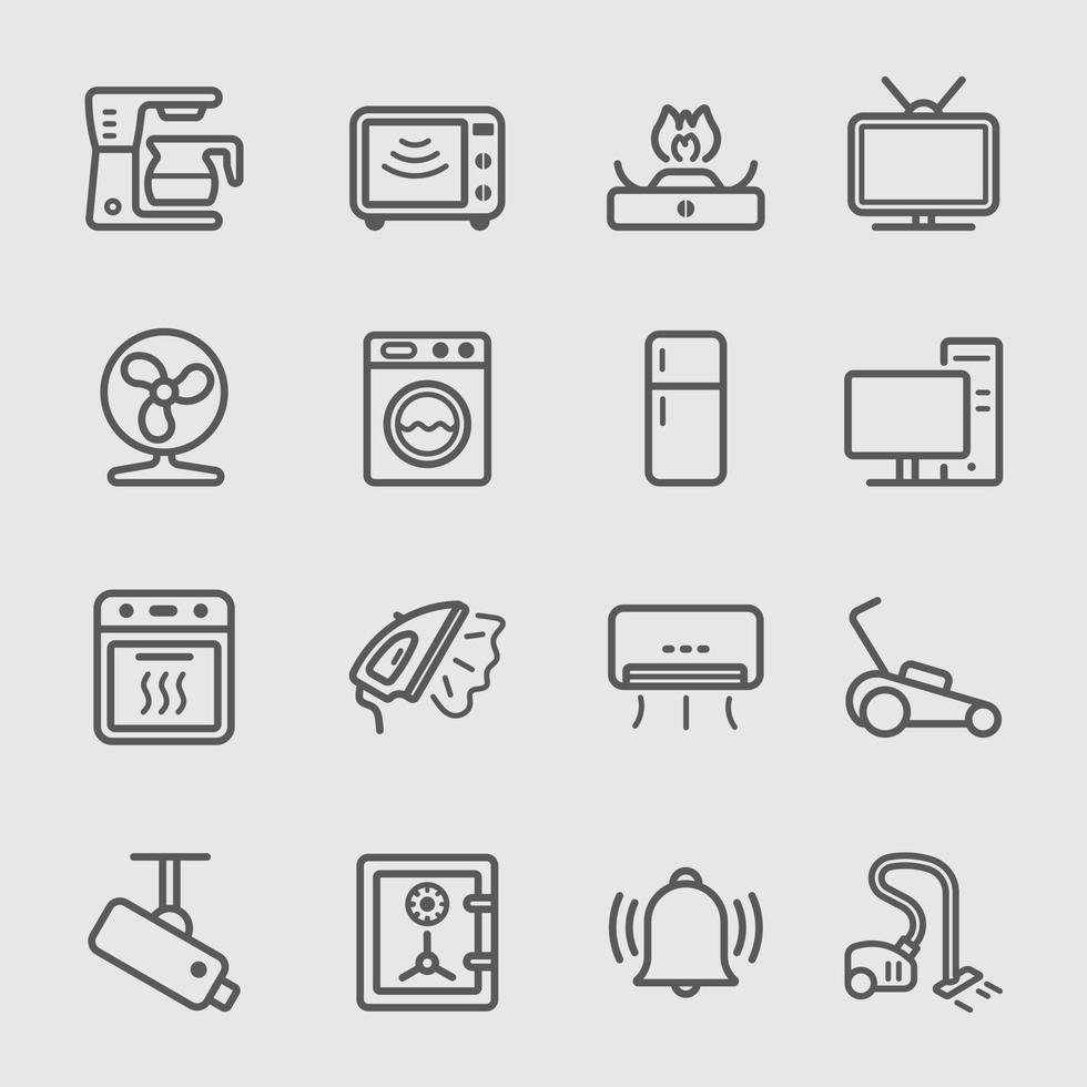 conjunto de iconos de línea de dispositivo doméstico vector