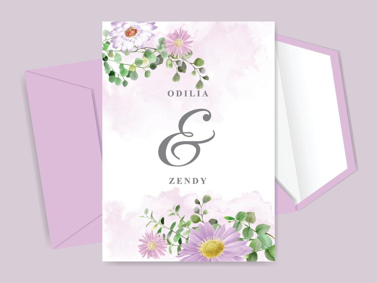 beautiful floral wedding invitation card template vector