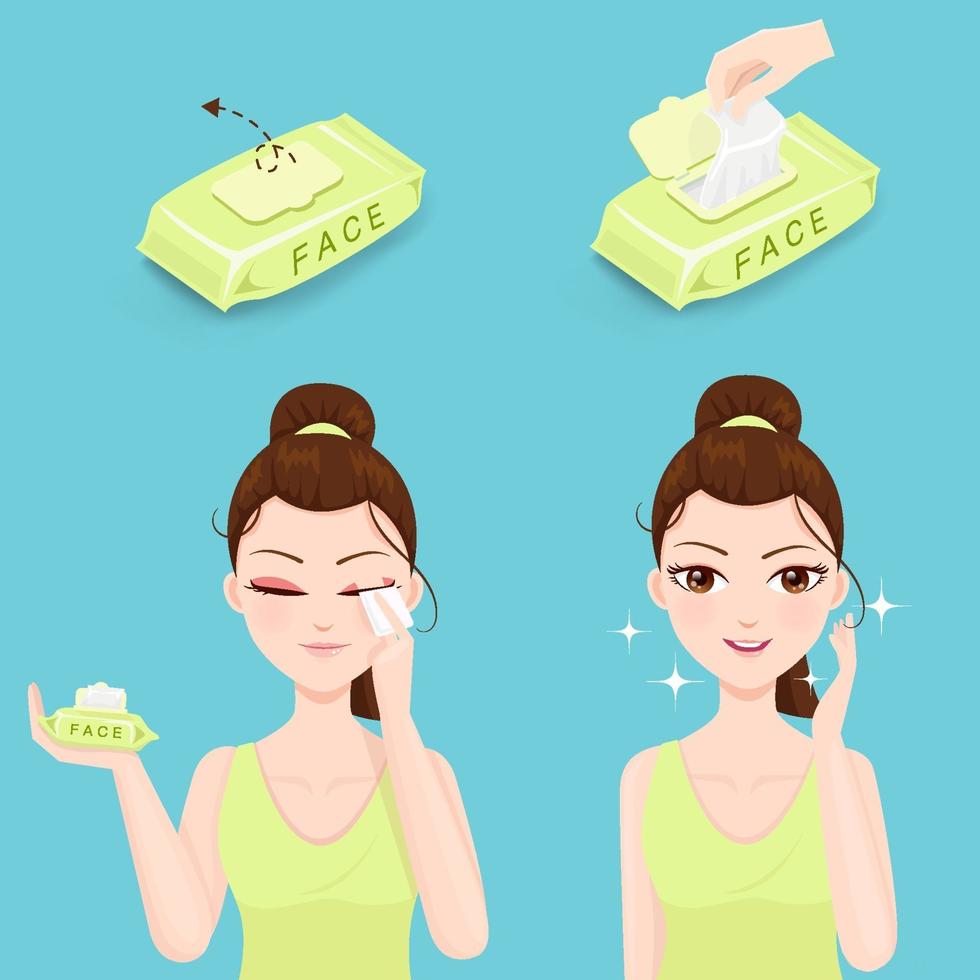 Wet wipes for face washing vector