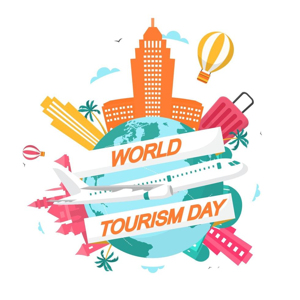 Los Angeles California Skyline on Globe, World Tourism Day vector