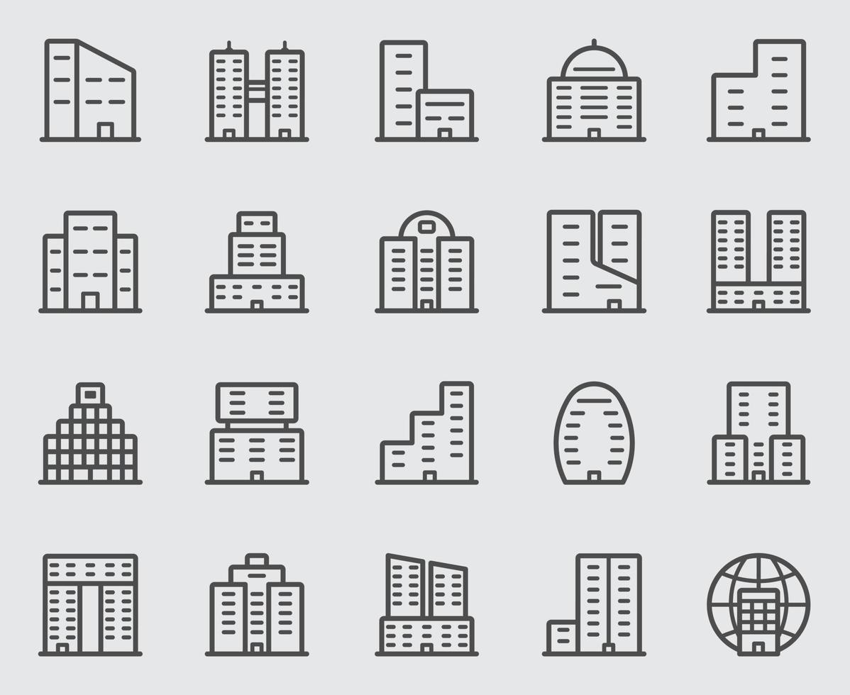 Headquarters line icon set vector