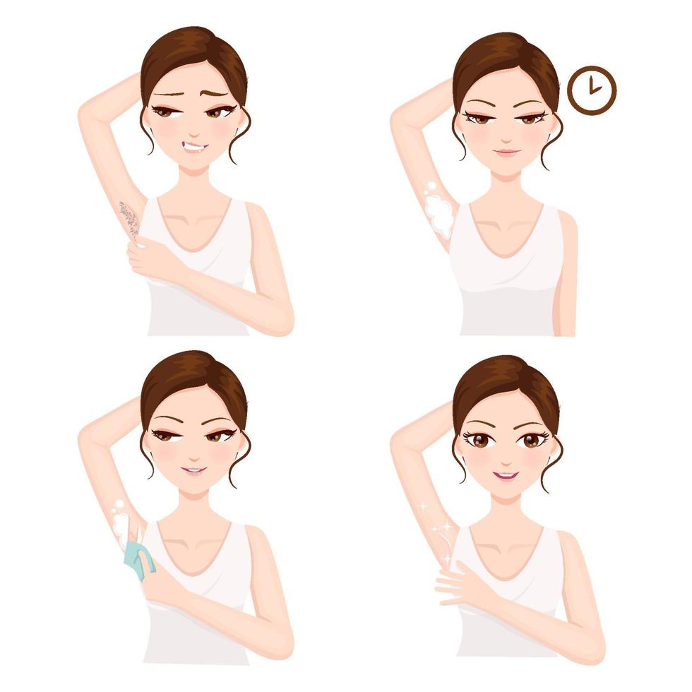 Armpit hair removal procedure by yourself vector