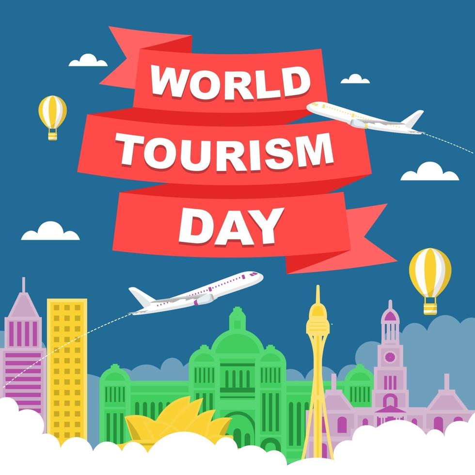 Sydney Australia Skyline on Globe, World Tourism Day vector