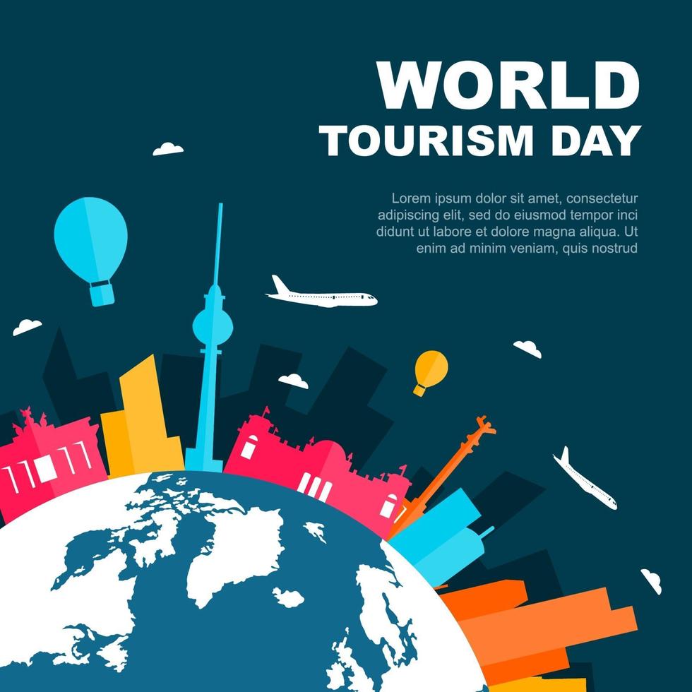 Berlin Germany Skyline on Globe, World Tourism Day vector