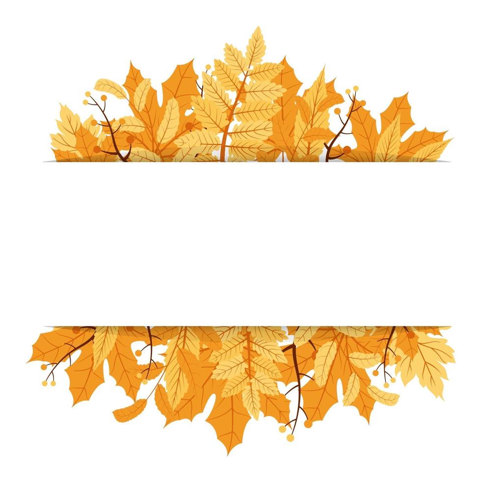 Autumn Season Greeting Card Border with Orange and Yellow Leaves vector