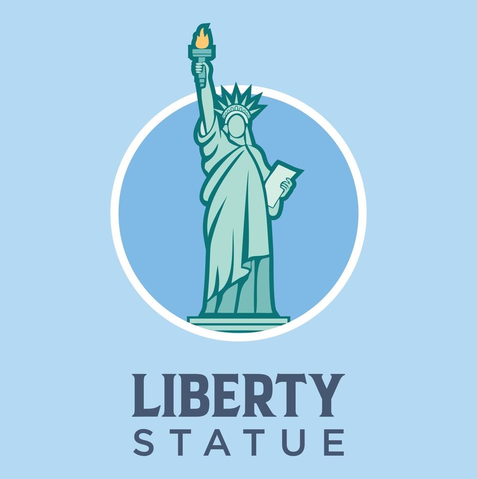 estatua de la libertad en la ilustración de diseño plano de vector de nueva york. Estados Unidos viajes y atracciones, monumentos y turismo.