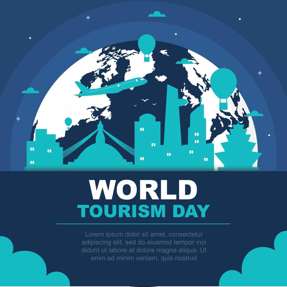 Kathmandu City Nepal Skyline on Globe, World Tourism Day vector