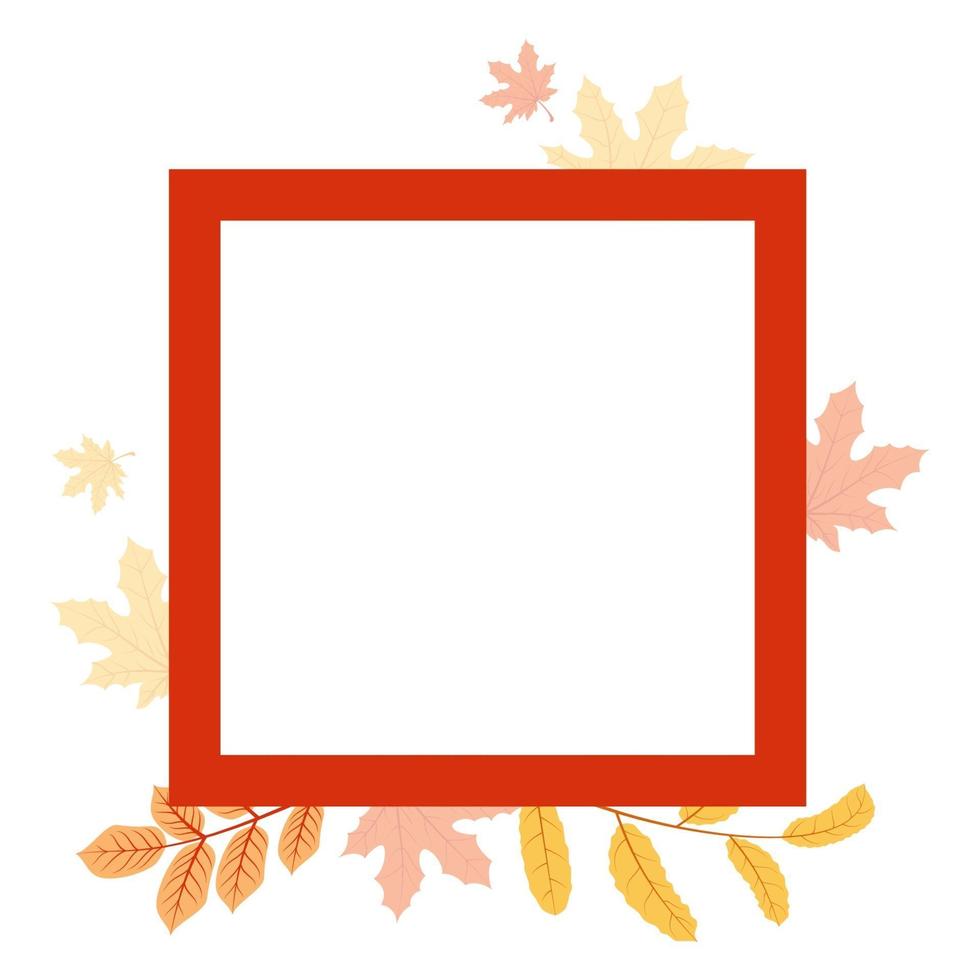 Autumn Season Decorative Graphic Frame with Red and Yellow Leaves vector