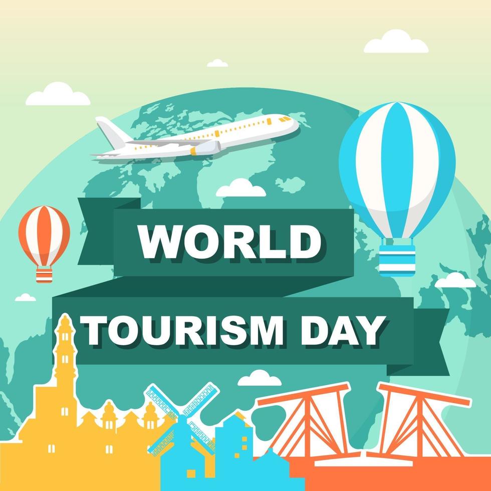 Amsterdam Netherlands Skyline on Globe, World Tourism Day vector