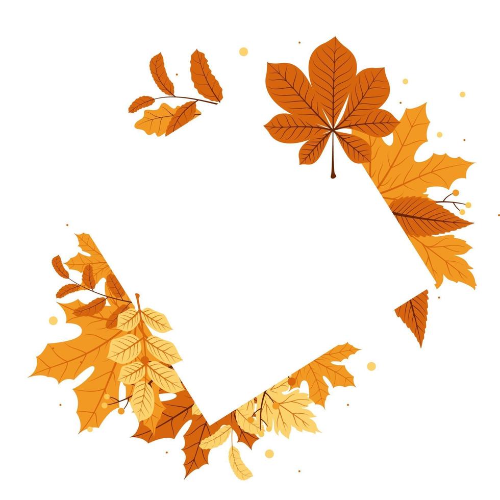 Autumn Season Decorative Graphic Frame with Red and Yellow Leaves vector